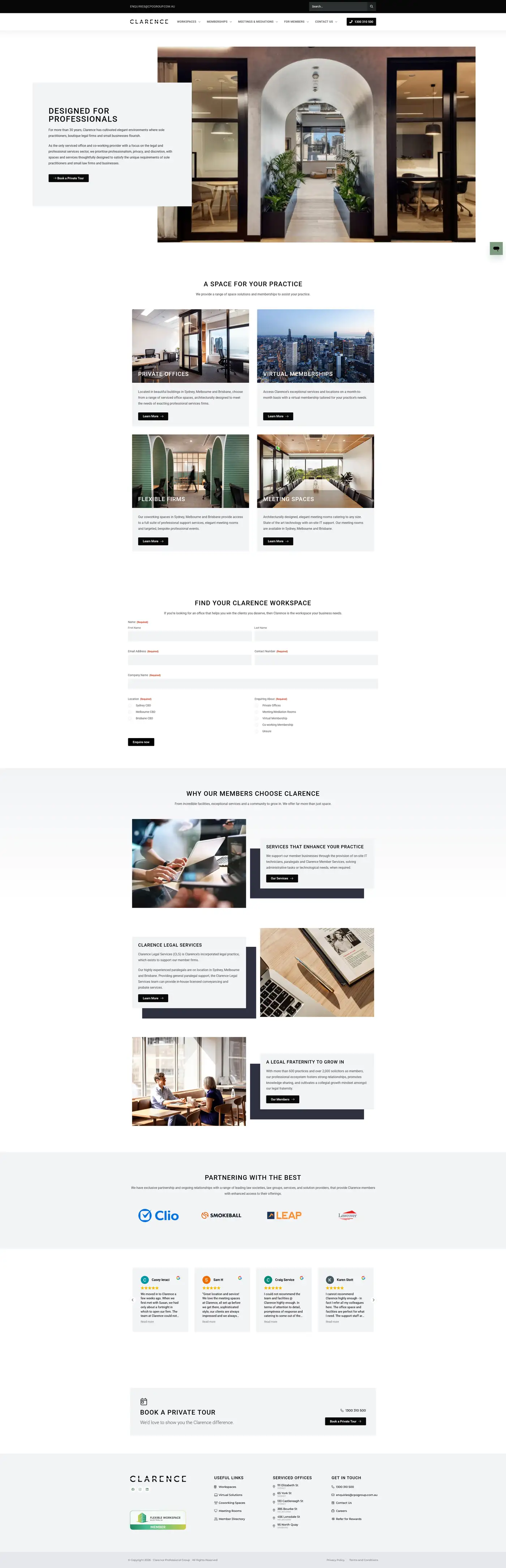 Screenshot of Clarence Professional Group website