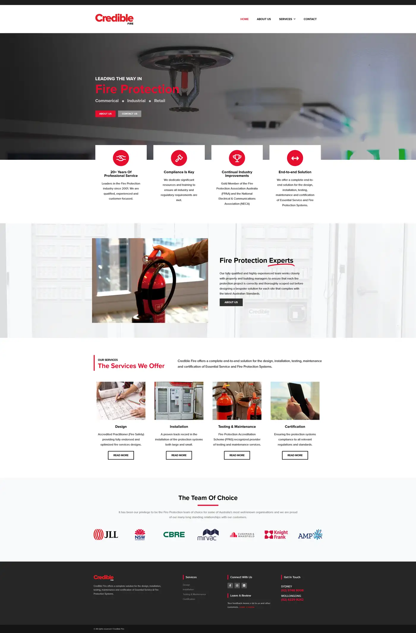 Screenshot of Credible Fire website