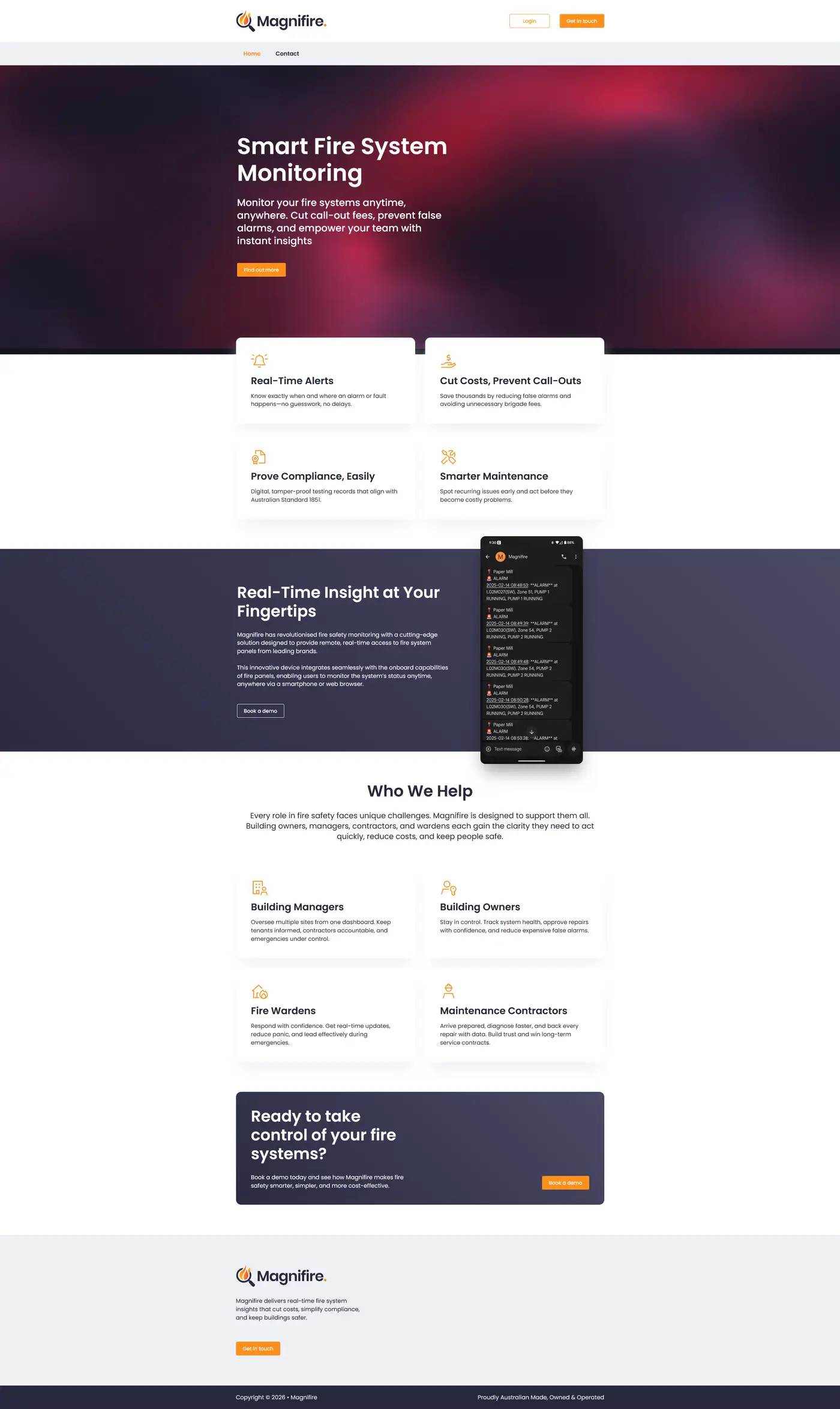 Screenshot of Magnifire website