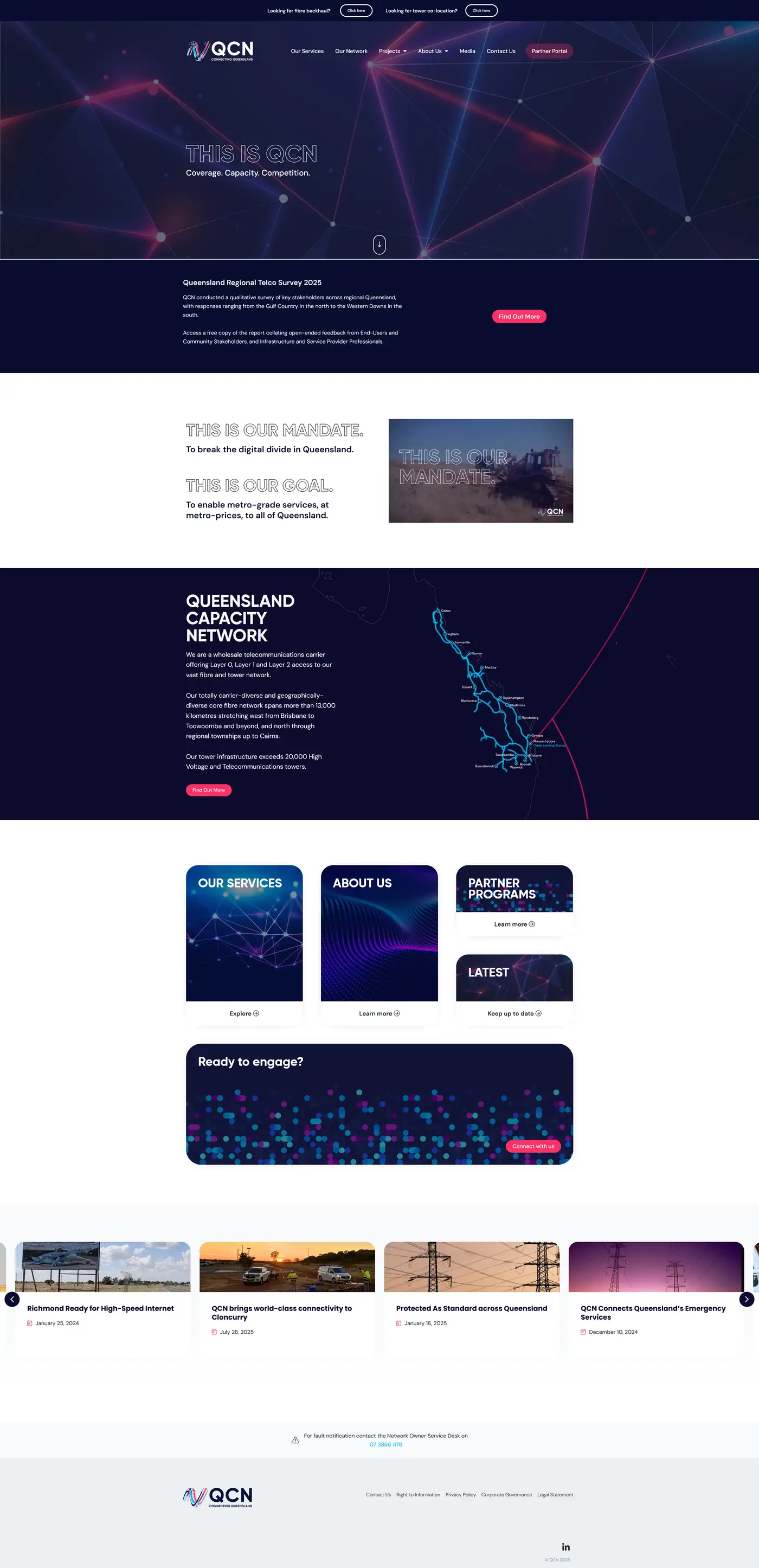 Screenshot of QCN website